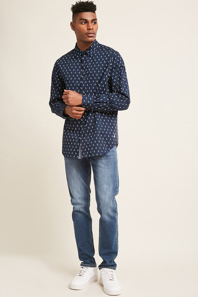 Indigo Pattern Western Men's Shirt